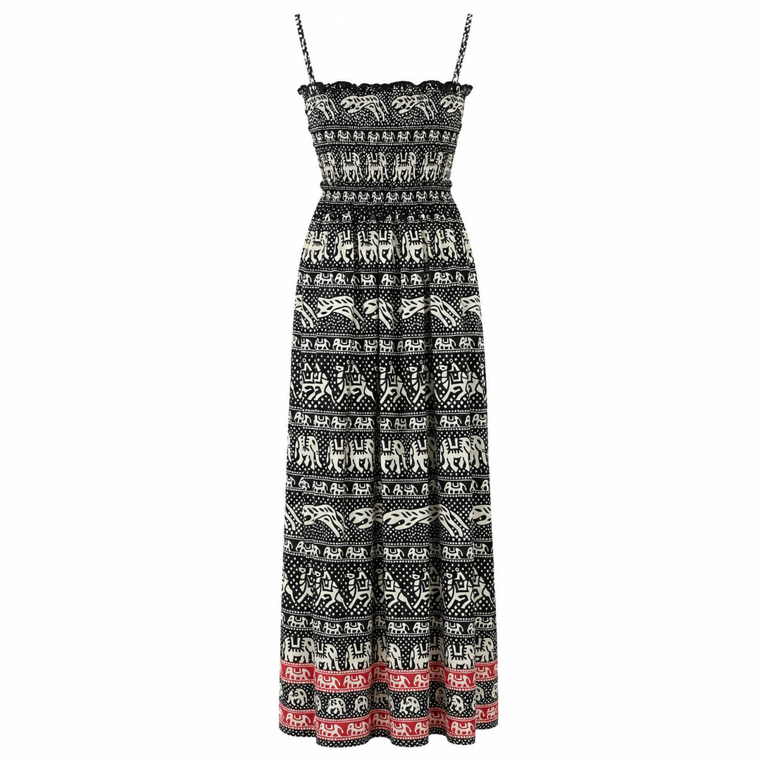 Black & White Elephant Maxi Dress