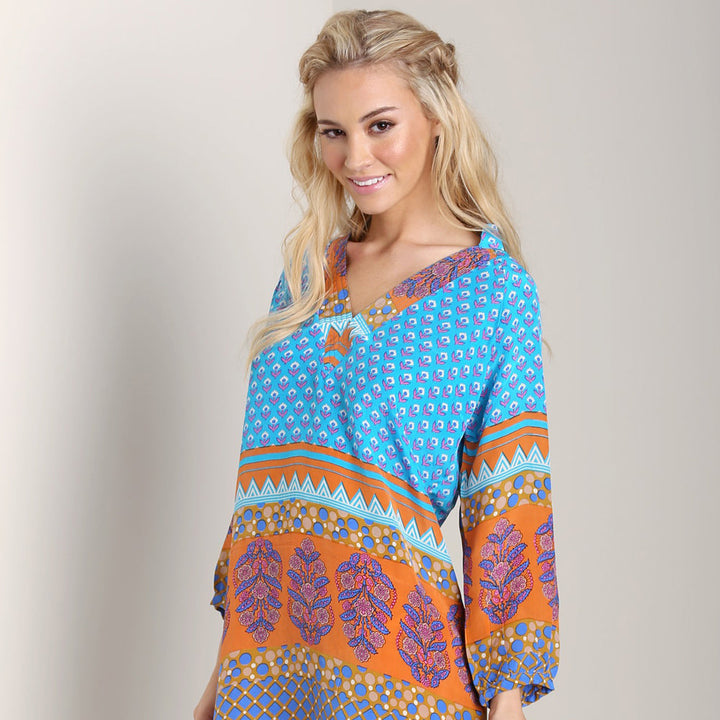 Chandra Tunic ~ Turquoise Orange