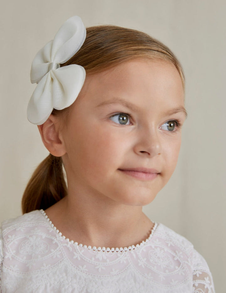 White Chiffon Bow Clip