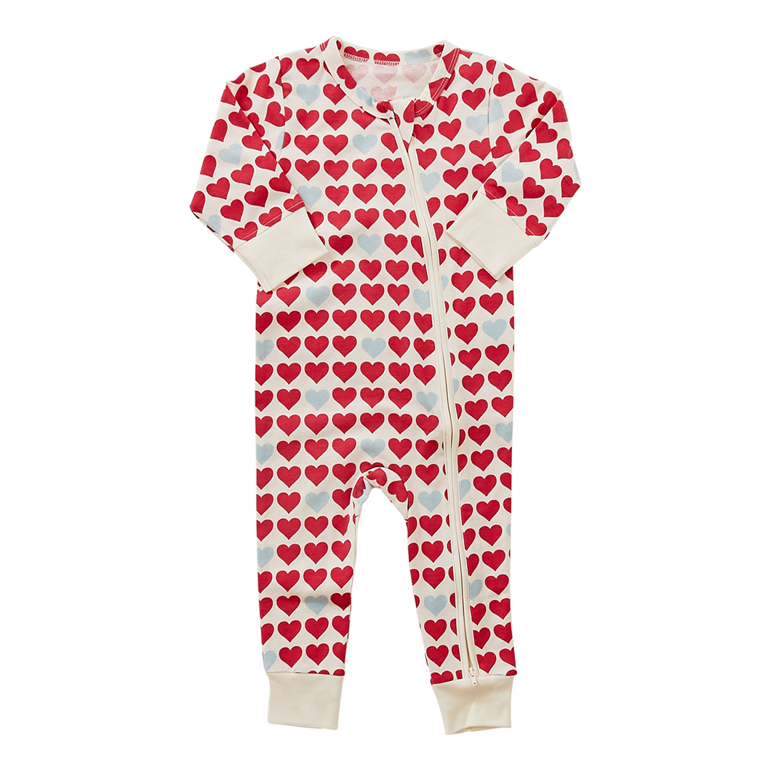 Antique White Hearts Organic Romper