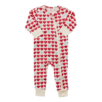 Antique White Hearts Organic Romper