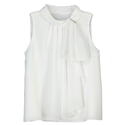 White Ruffled Chiffon Blouse