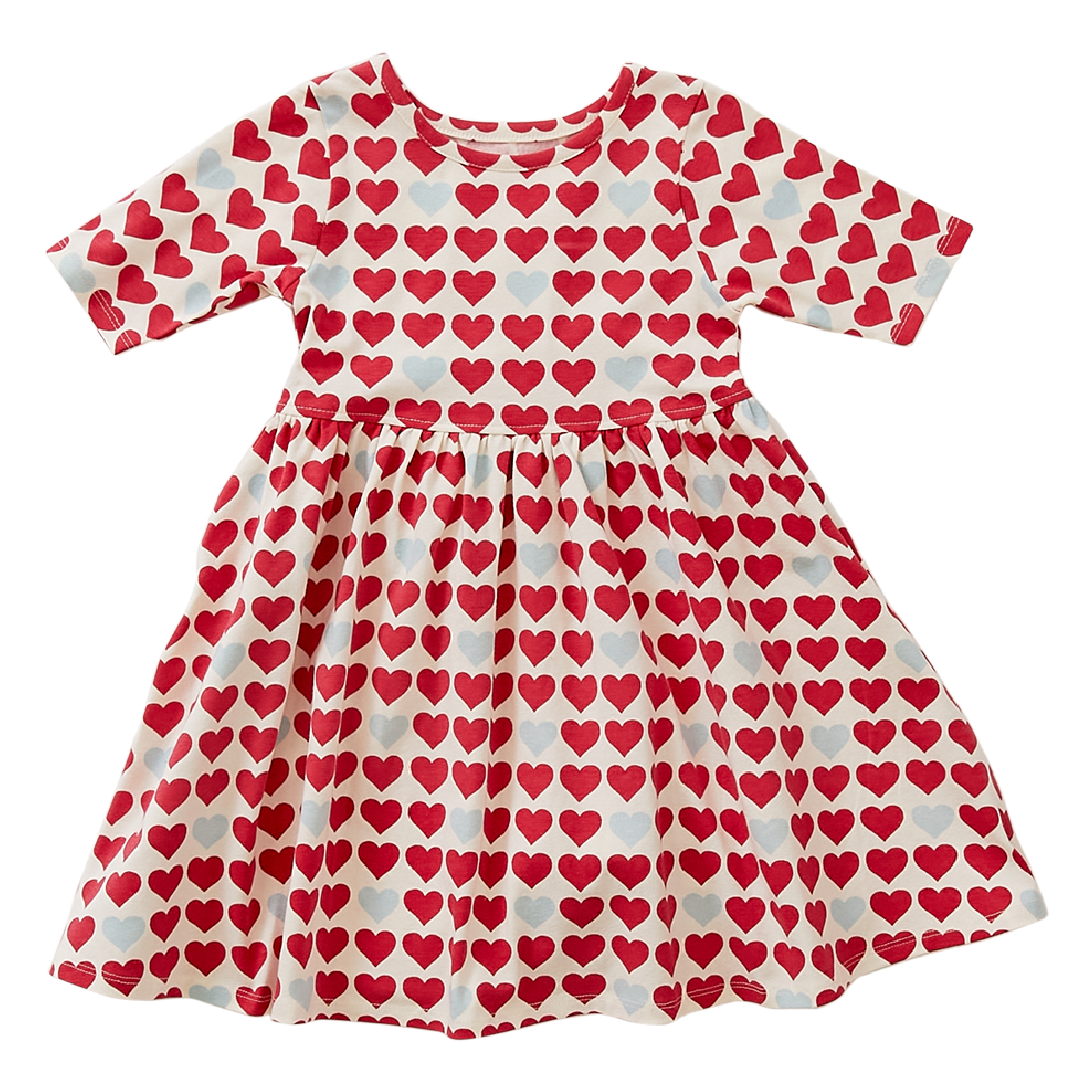 Antique White Hearts Organic Steph Dress