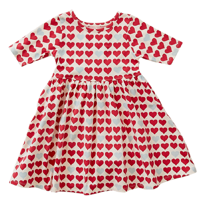 Antique White Hearts Organic Steph Dress