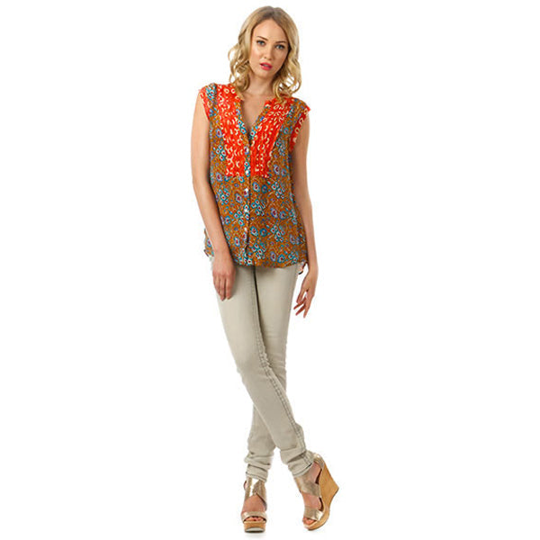 Jillian Blouse ~ Coral Mustard