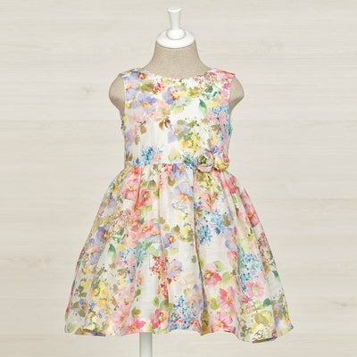 Girls Floral Printed Linen Dress