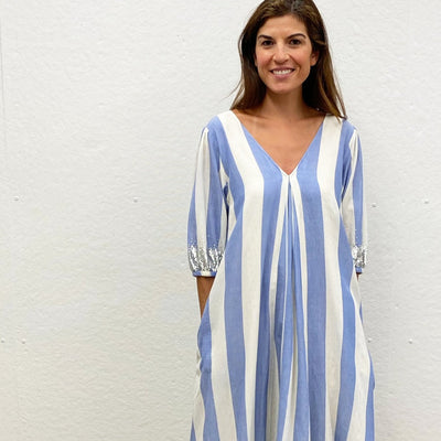 Riviera/Antique White Stripe Emmerson Dress