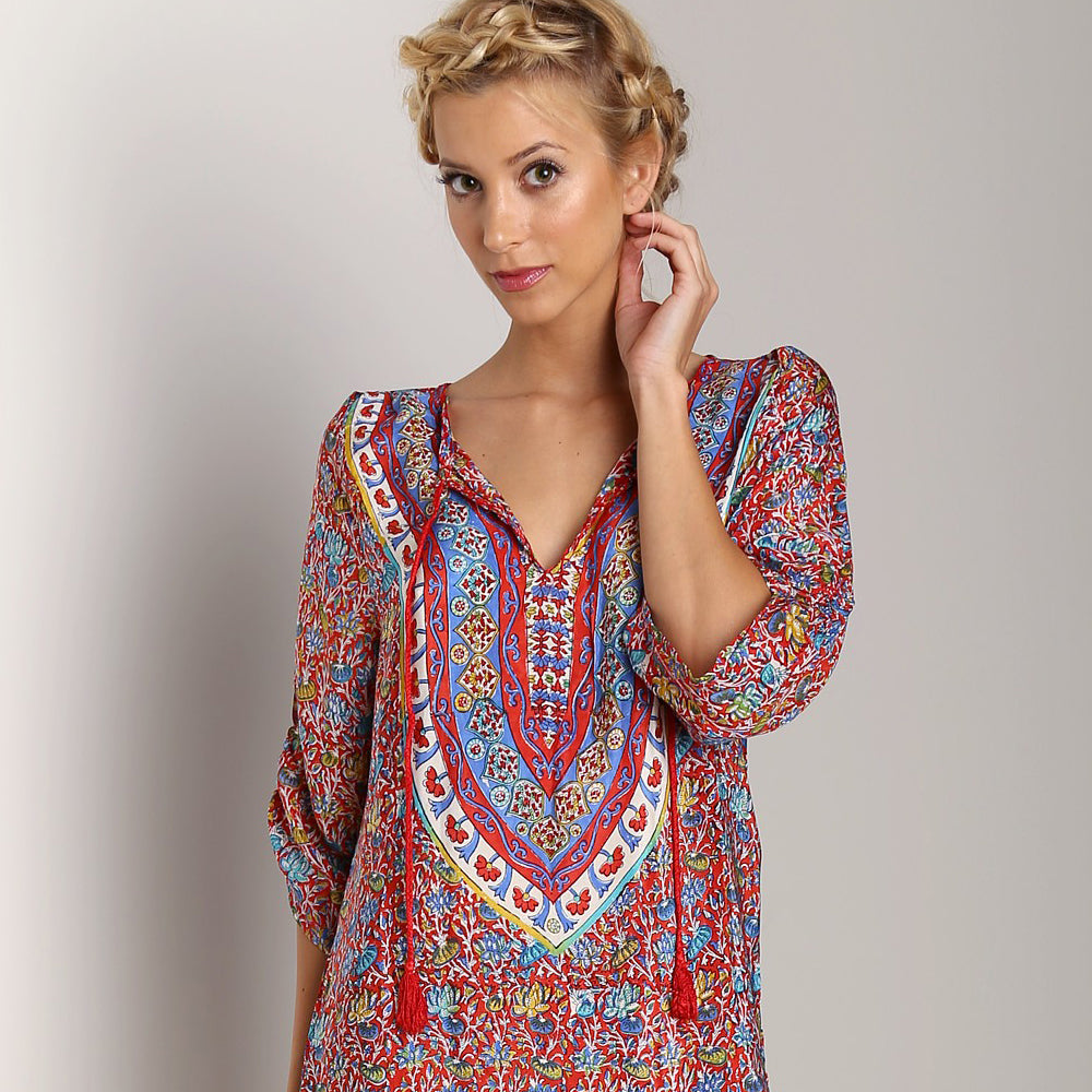 Sasha Red Floral Tunic 