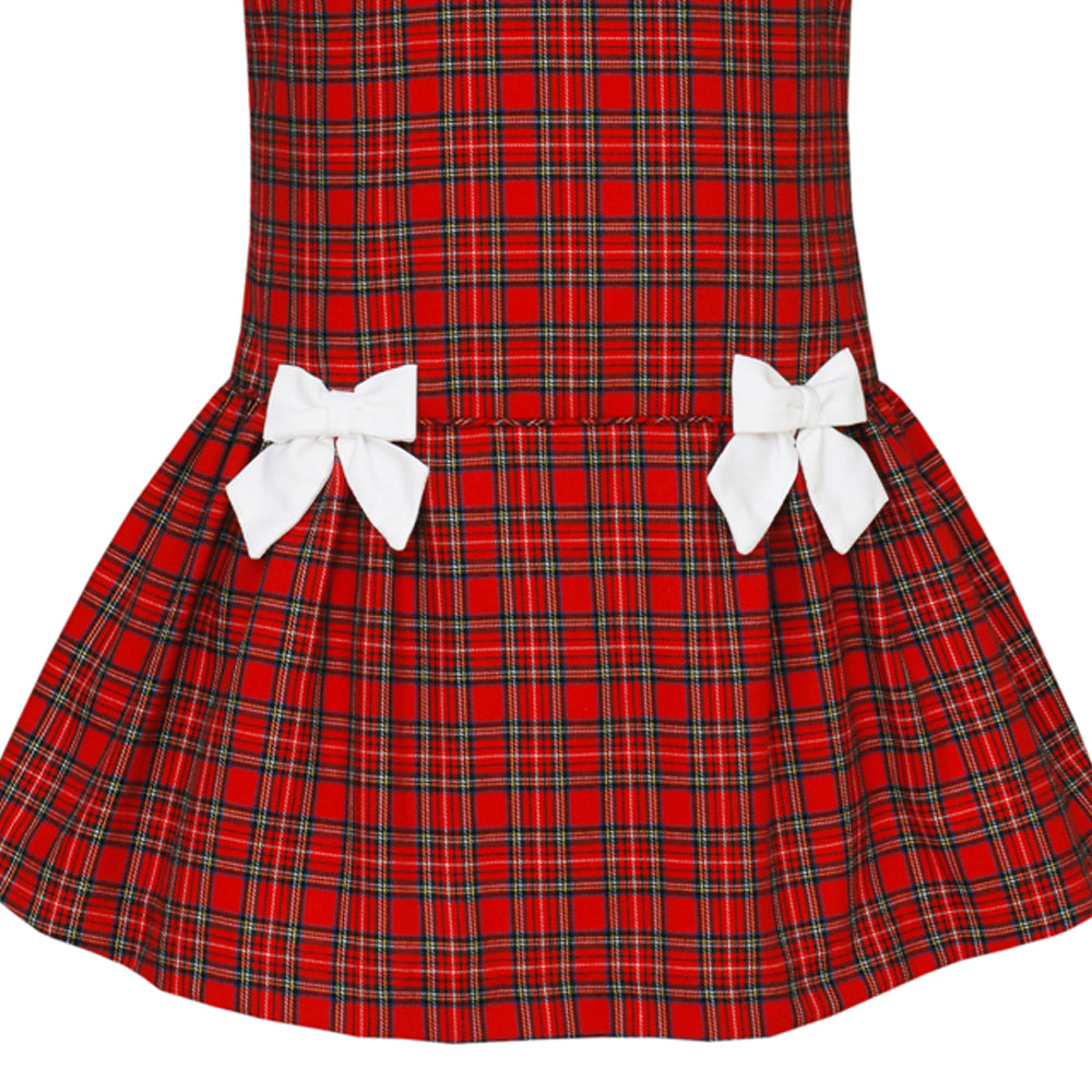 Red Plaid Shift Dress with Bows