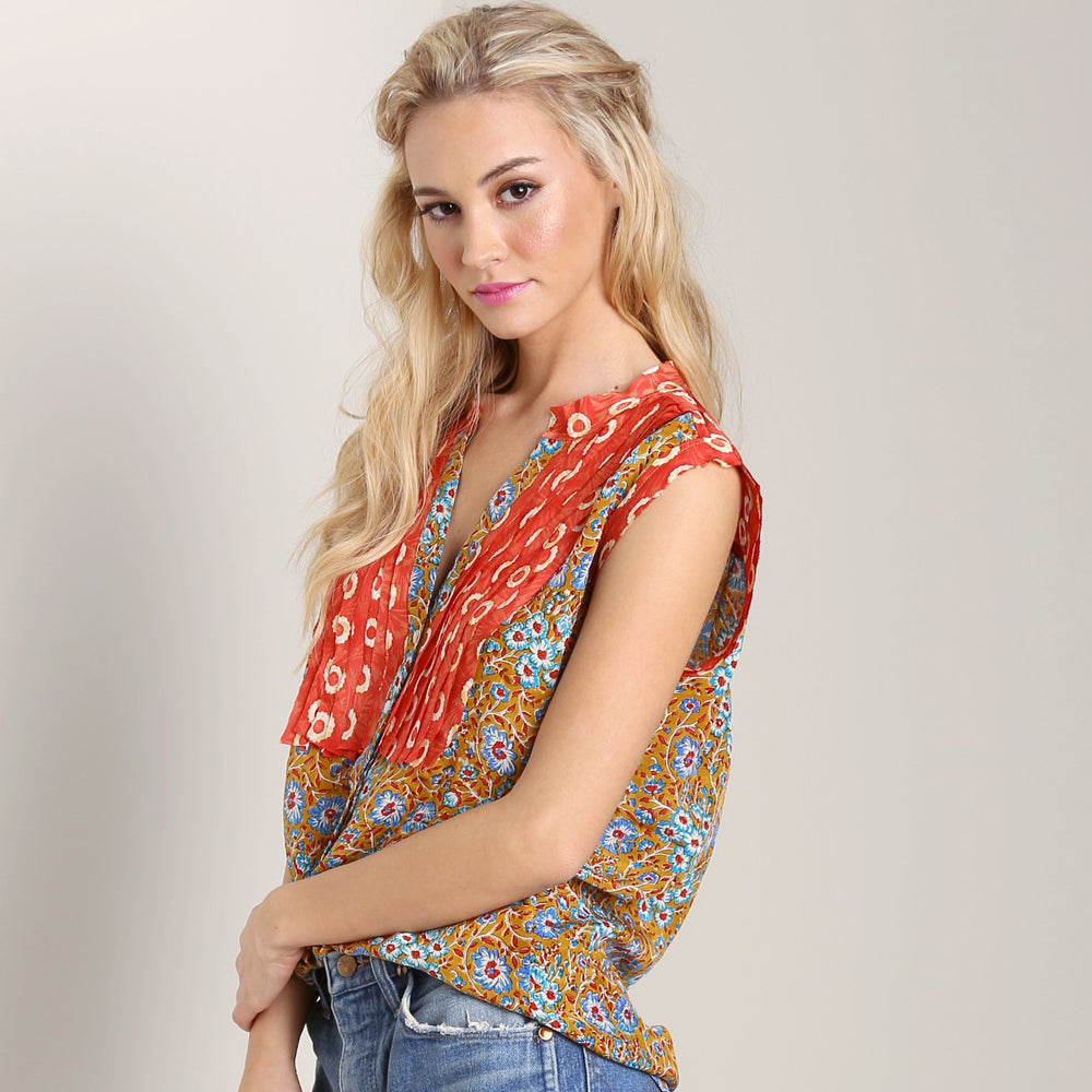 Jillian Blouse ~ Coral Mustard