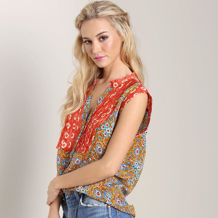 Jillian Blouse ~ Coral Mustard