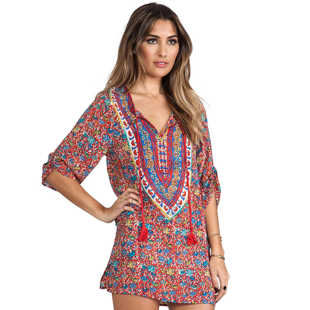 Sasha Red Floral Tunic 