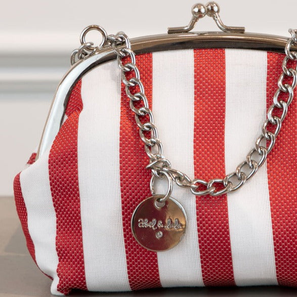 Red &amp; White Stripe Clutch Bag