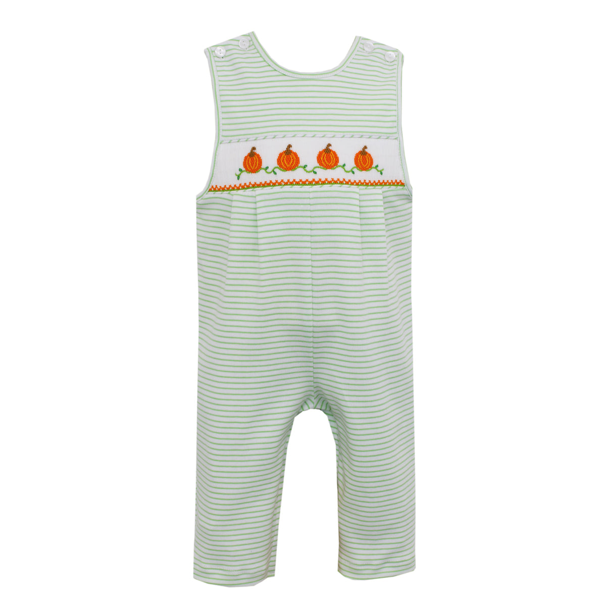 Pastel Green Stripe Pumpkins Knit Long John John