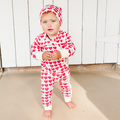 Antique White Hearts Organic Romper