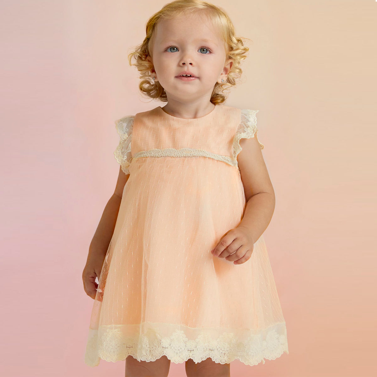 Peach Tulle Plumeti Dress