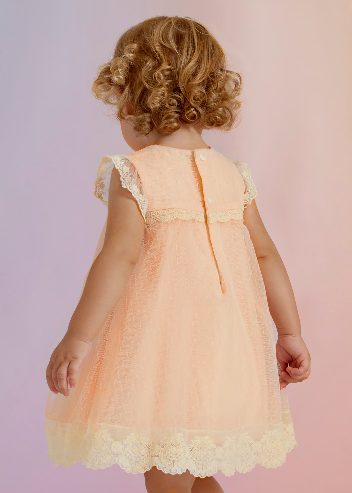 Peach Tulle Plumeti Dress