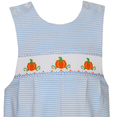 Blue Stripe Knit Pumpkin Long John John